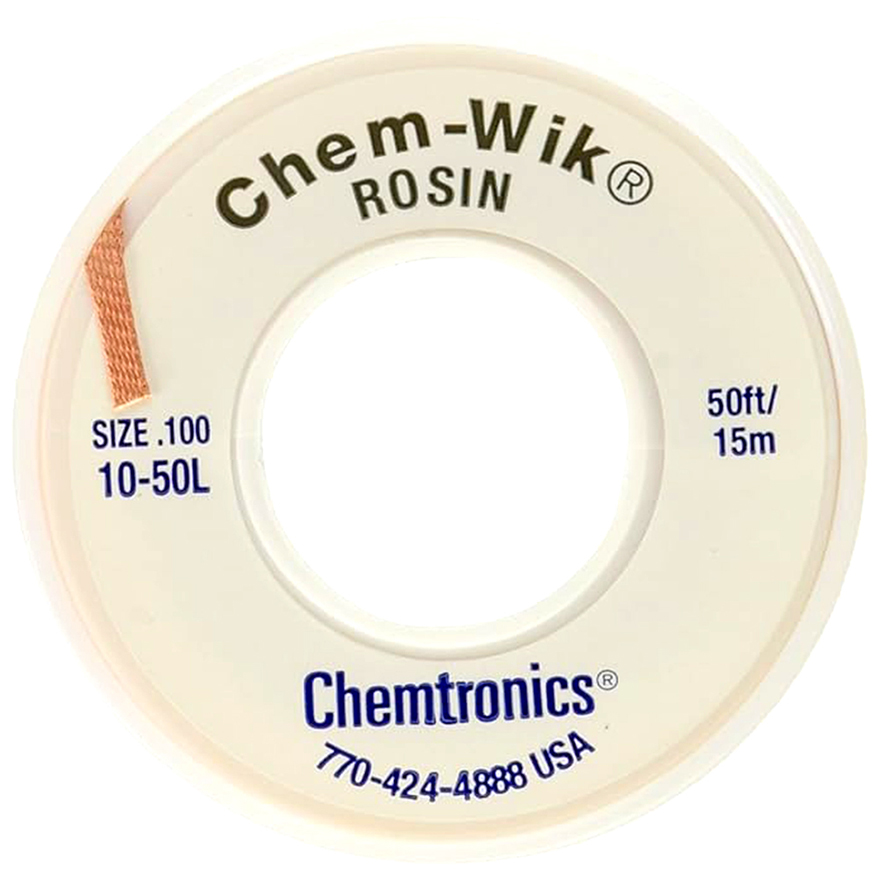 Chemtronics Desoldering Braid, Chem-Wik, Rosin, 10-50L 0.10", 50 ft