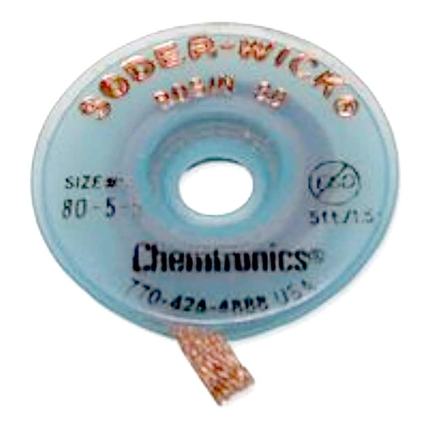 Desoldering Braid,Soder-Wick Rosin SD,Blue,.110"/2.8mm,25-5'bobbins/pack