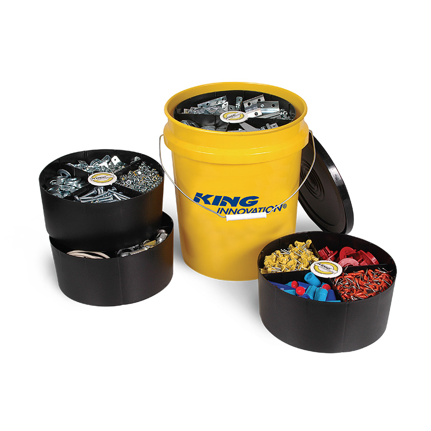 King Innovation® 47502 Bucket Tray Organizers w/ 5 Gal Bucket, 1 Lid, 2