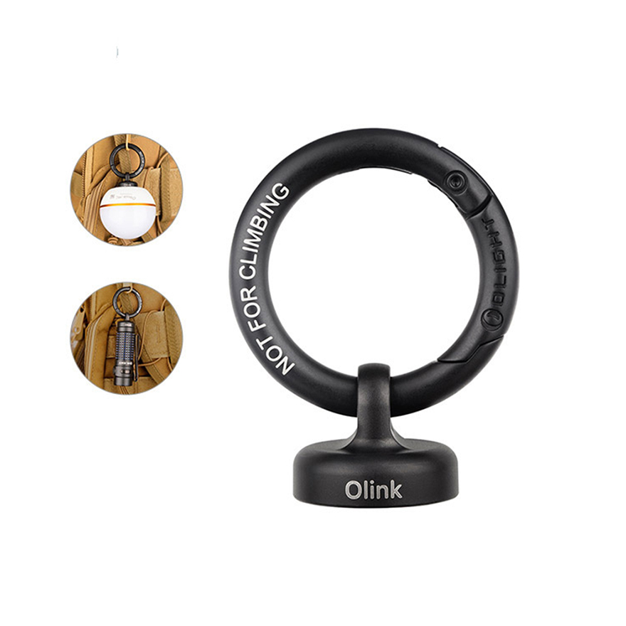 OLIGHT OLINK Portable Magnetic Hook Compatible with Flashlights, Obulb Series, Stainless-Made Carabiner-Style Ring (Black)