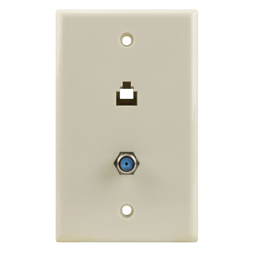 Skywalker Signature Series Wall Plate w/single 3.0ghz F-81 and Phone Connectors, Almond SKY05093A