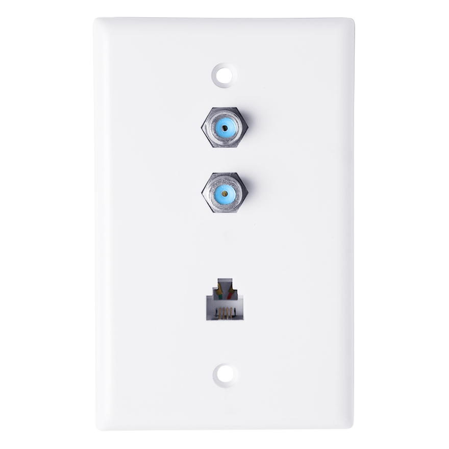 Skywalker Signature Series Wall Plate w/dual 3.0ghz F-81 and Phone Connectors, White SKY05094W