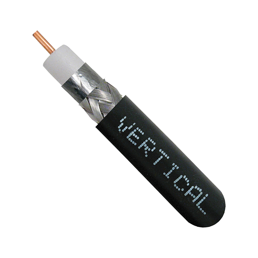 Vertical Cable 107-2316 P Series Plenum-rated RG-6 w/ 18AWG Quad Coax (Black / 1000 ft Pull Box)