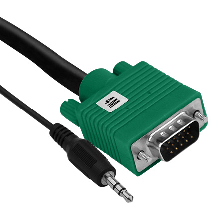 Element-Hz VGA Cable with 3.5mm Stereo Plug, 4M (Green)
