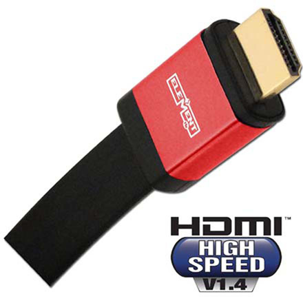 Element-Hz 2m (6.56ft) High Speed HDMI Cable w/ Ethernet, Flat Jacket (Red)