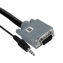 Element-Hz VGA Cable with 3.5mm Stereo Plug, 15M (Grey)