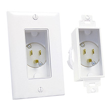 Midlite 4642-W Recessed Single Gang Power Inlet, white