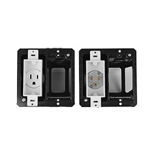 Midlite 2A46-W Double Gang Recessed In-wall Power Kit, white