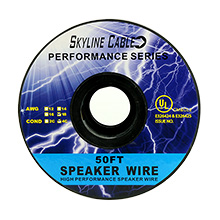 50ft 18 Gauge 4 Wire Speaker Cable, Paper Spool, CL2 UL, Black SKL2501K