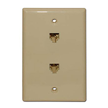 Skywalker Signature Series Flush Mount Wall Plate w/dual Phone Almond SKY05088A