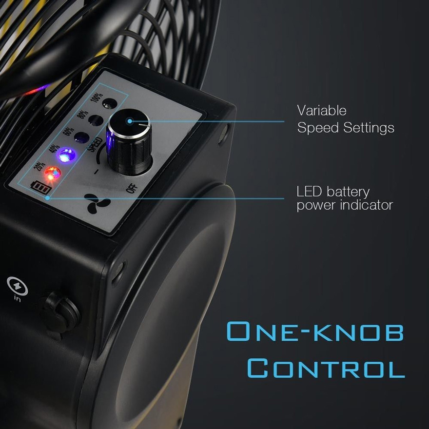 Geek Aire CF1 Outdoor Rechargeable Variable Speed Floor Fan w/ Power Bank Feature (12”) **Open